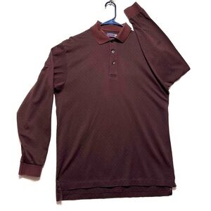 Roundtree & Yorke Collection Dark Brown Long Sleeved Polo Shirt Size M Excellent